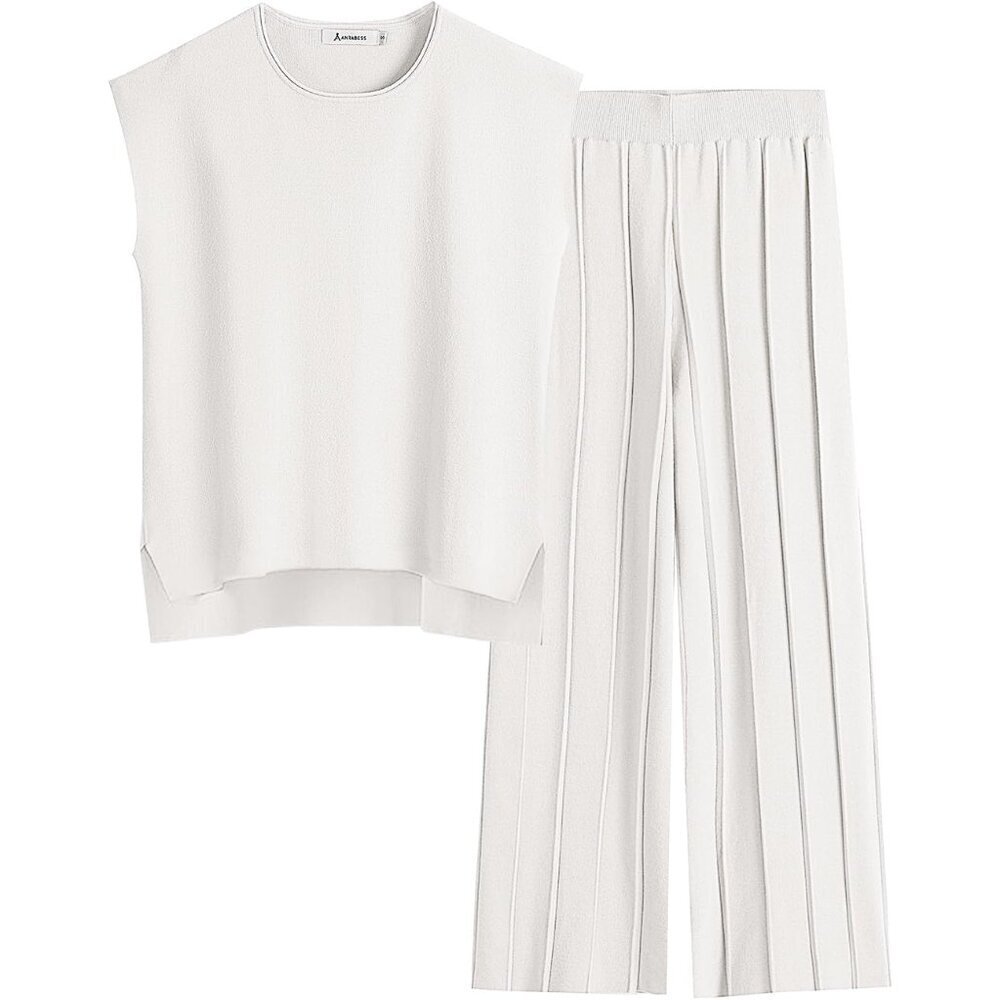 Women 2 Piece Lounge Set Knit Sweater Vest Pant Casual Vacation Fall Outfit